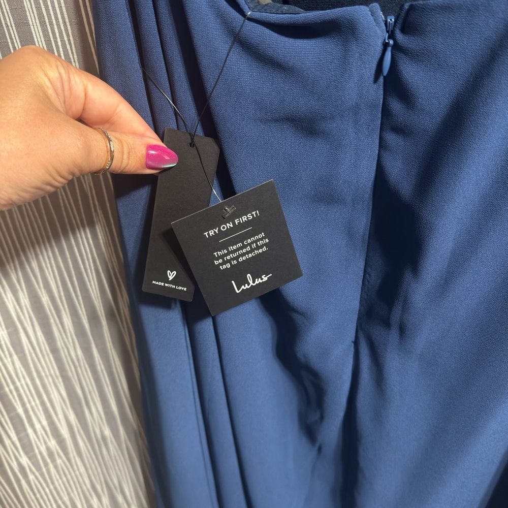 Lulu's Navy Blue Maxi Dress with Slit - Picture 7 of 10